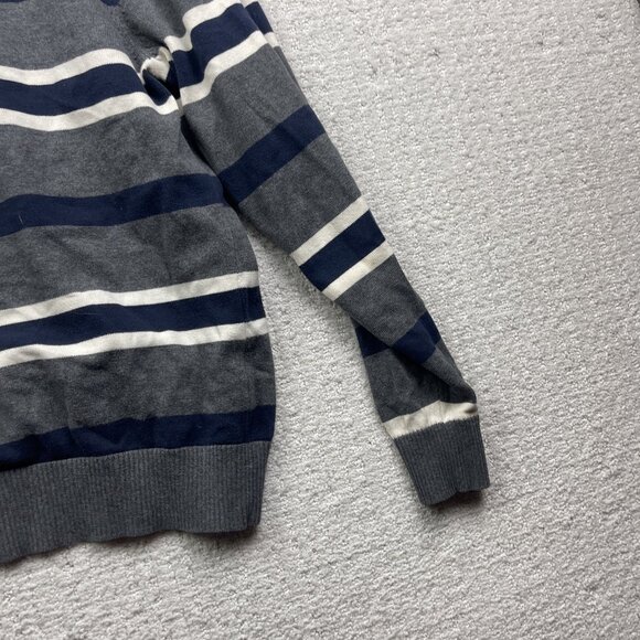 Tommy Hilfiger Blue / Grey Striped Pullover V-Neck Sweater Long Sleeve Mens S - Picture 12 of 13